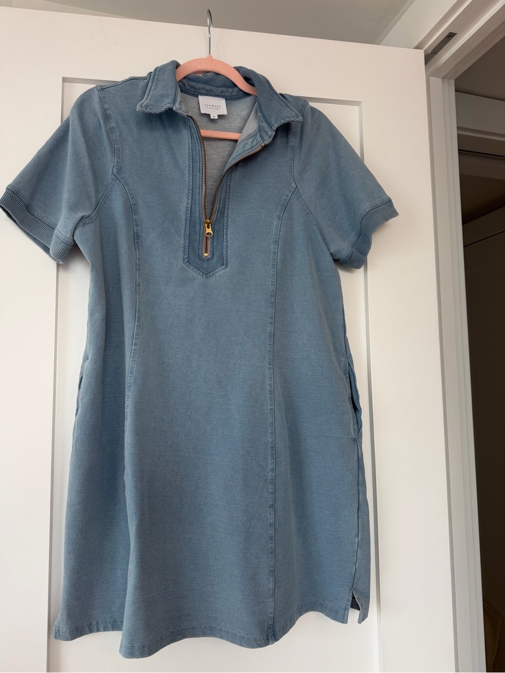 Rails Dusty Blue Short-Sleeve Zip Polo Dress
